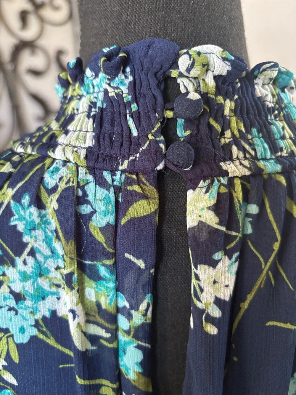 Navy Floral Halter Maxi Dress - Picture 2 of 4